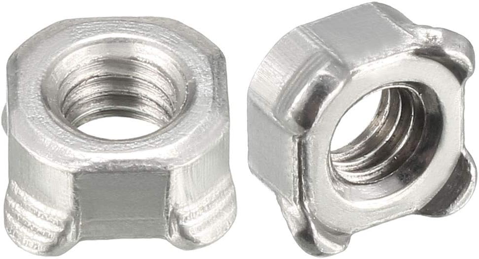 Weld Nuts,M6 Square UNC Coarse Carbon Steel Machine Screw Silver Pack of 40