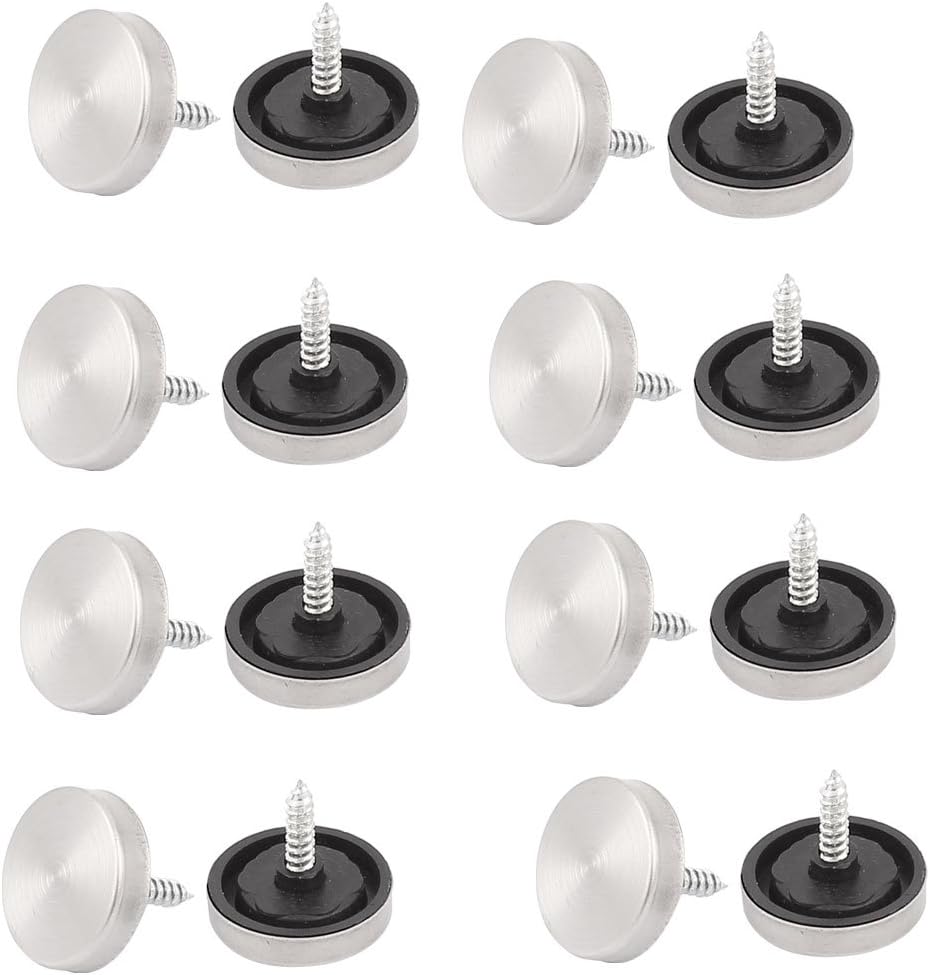 Decorative Fittings Glass Mirror 22mm Dia Round Cap Screw Nails 16Pcs