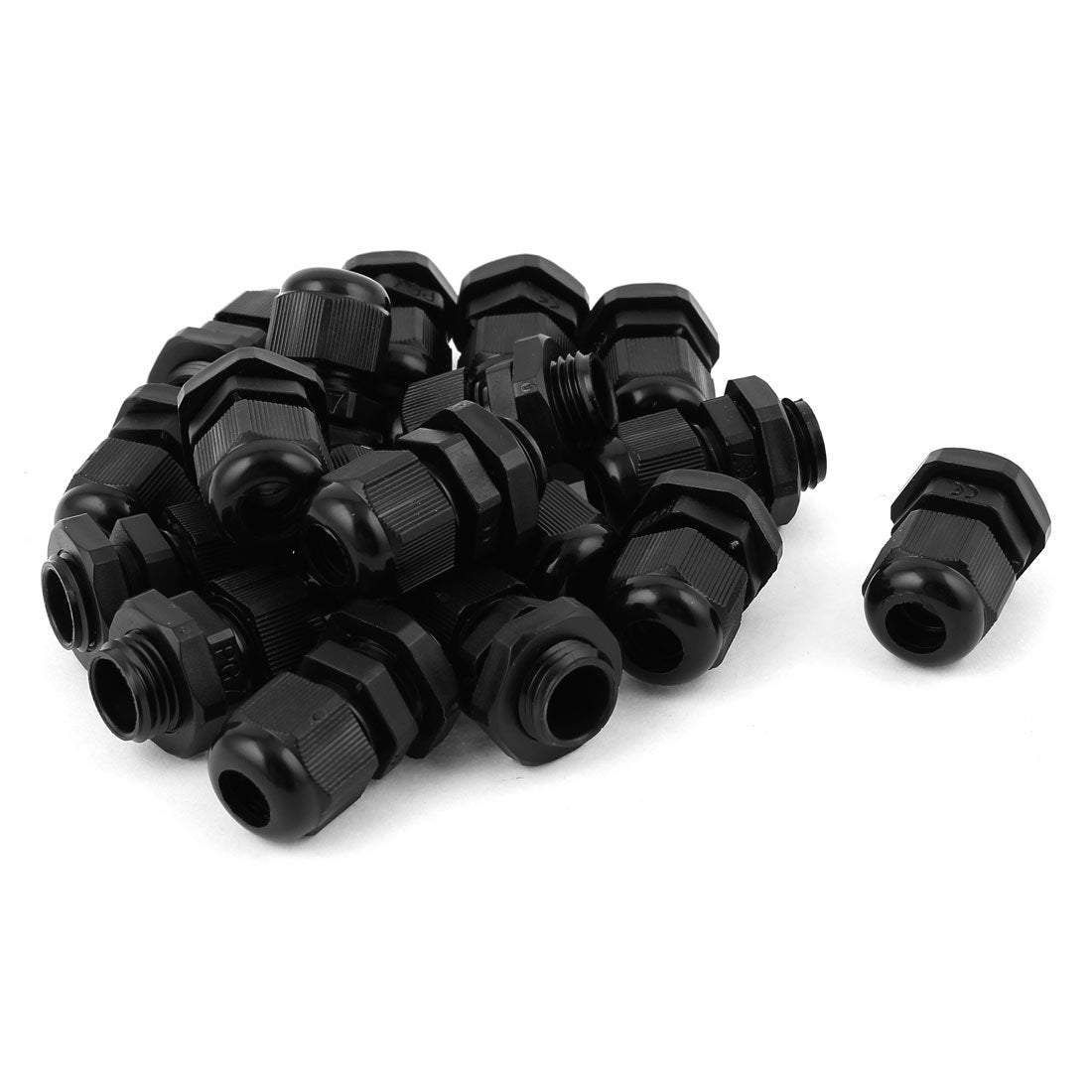 18 Pcs PG7 3-6.5mm Black Plastic Waterproof Cable Gland Connector