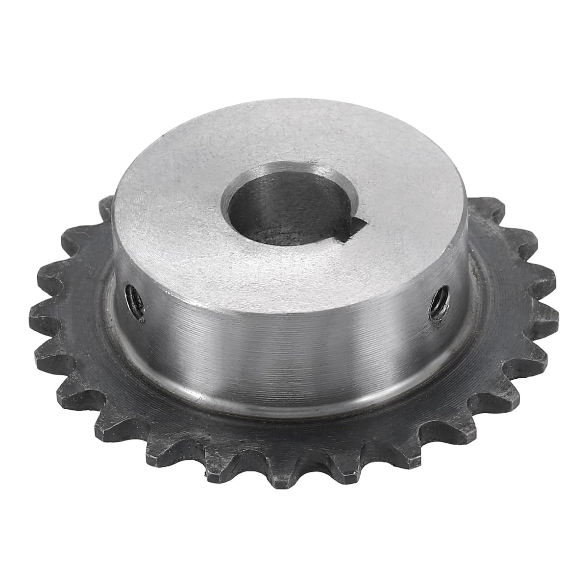 #25 Chain Roller Sprocket 12mm Bore 53.5mm OD, 25 Tooth C45 Carbon Steel ANSI #25 Roller Sprocket Round Hole Without Surface Finished with 4x1.8mm Keyway for ISO 04C Chain