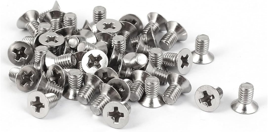M3x5mm 316 Stainless Steel Countersunk Phillips Machine Screws 50 Pcs