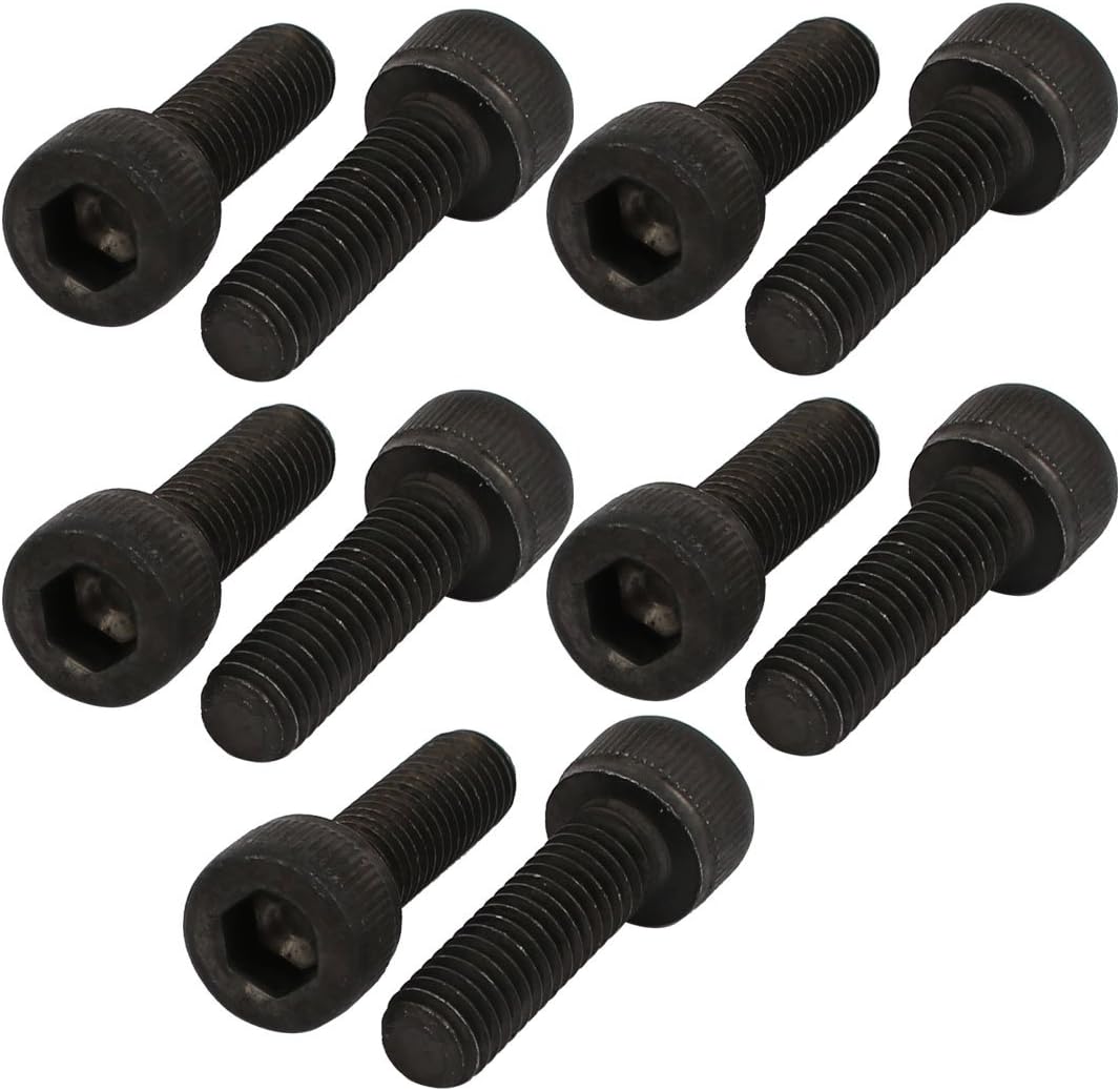 10pcs M5x16mm Fully Thread 12.9 Grade Hex Socket Cap Left Hand Screw Bolt Black