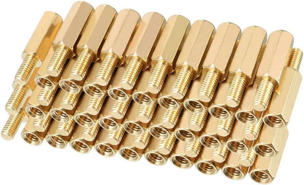 70pcs M3 12+6mm Female Male Thread Brass Hex Standoff Spacer Screws PCB Pillar