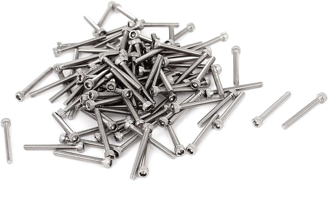 15mm Long 0.35mm Pitch M1.6x14mm Hex Key Socket Head Cap Screws 100pcs