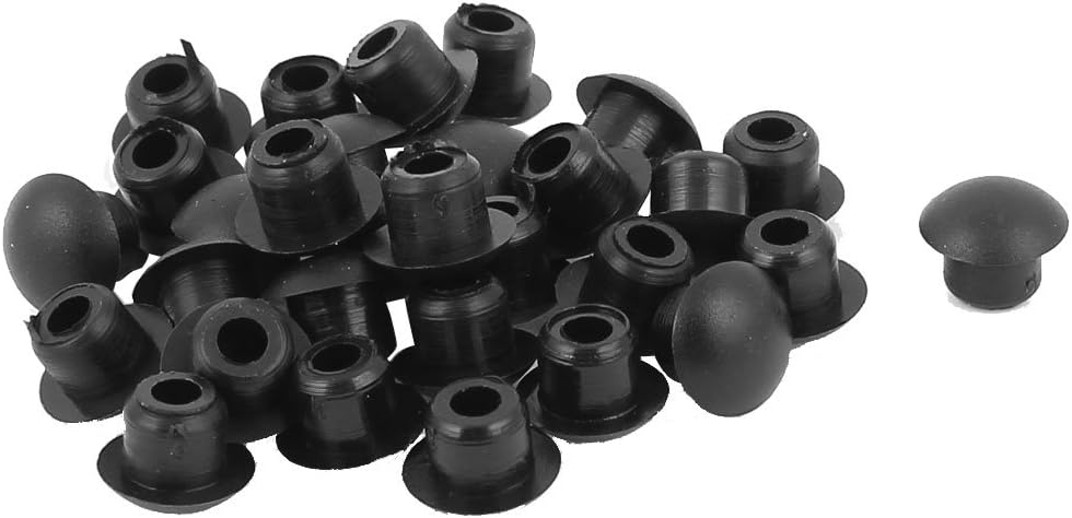 Plastic M6 Flush Type Wiring Hole Tube Insert Caps 6mm Dia 30 Pcs Black