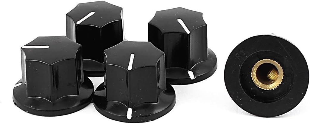 5 Pcs Potentiometer Control Switch Volume Caps Knurled Cap 6mm Dia Black