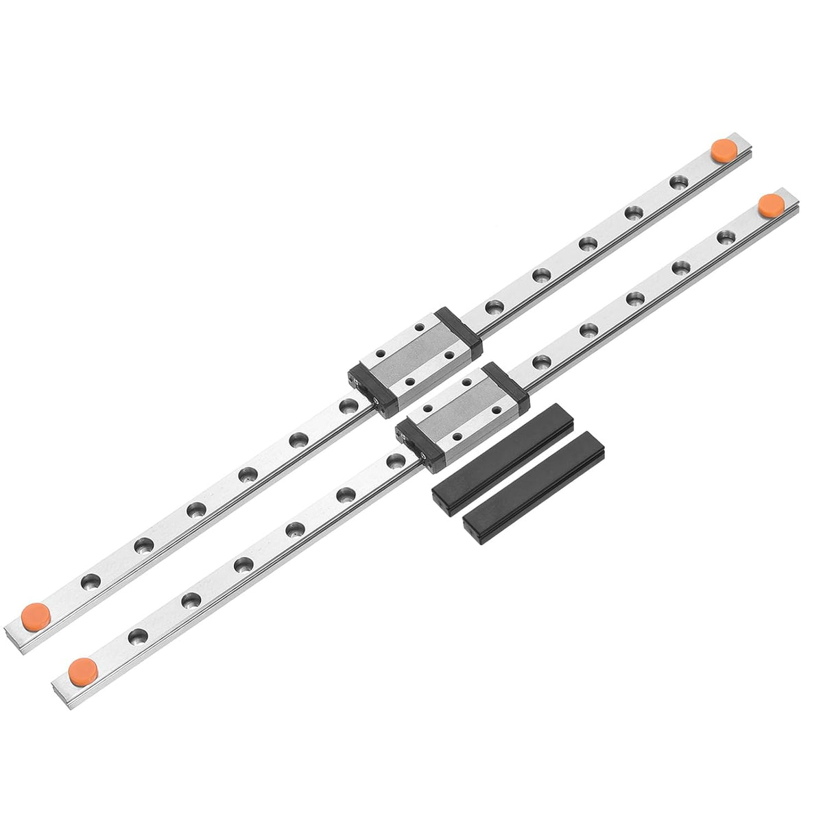2pcs MGN9 300mm Linear Guide Rail with 2pcs MGN9H Sliding Carriage Block Bearing Steel and 2pcs Plastic Mini MGN12 Linear Guide for DIY 3D Printers and CNC Machine, Silver