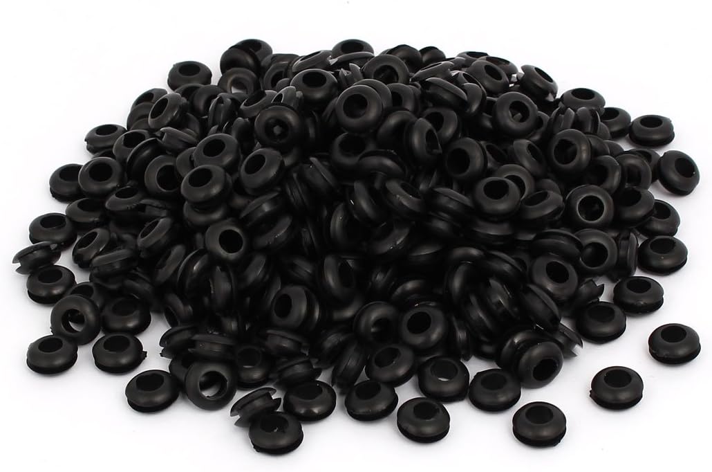 6mm Inner Dia Electrical Wire Cable Rubber Wiring Grommet Black 500pcs