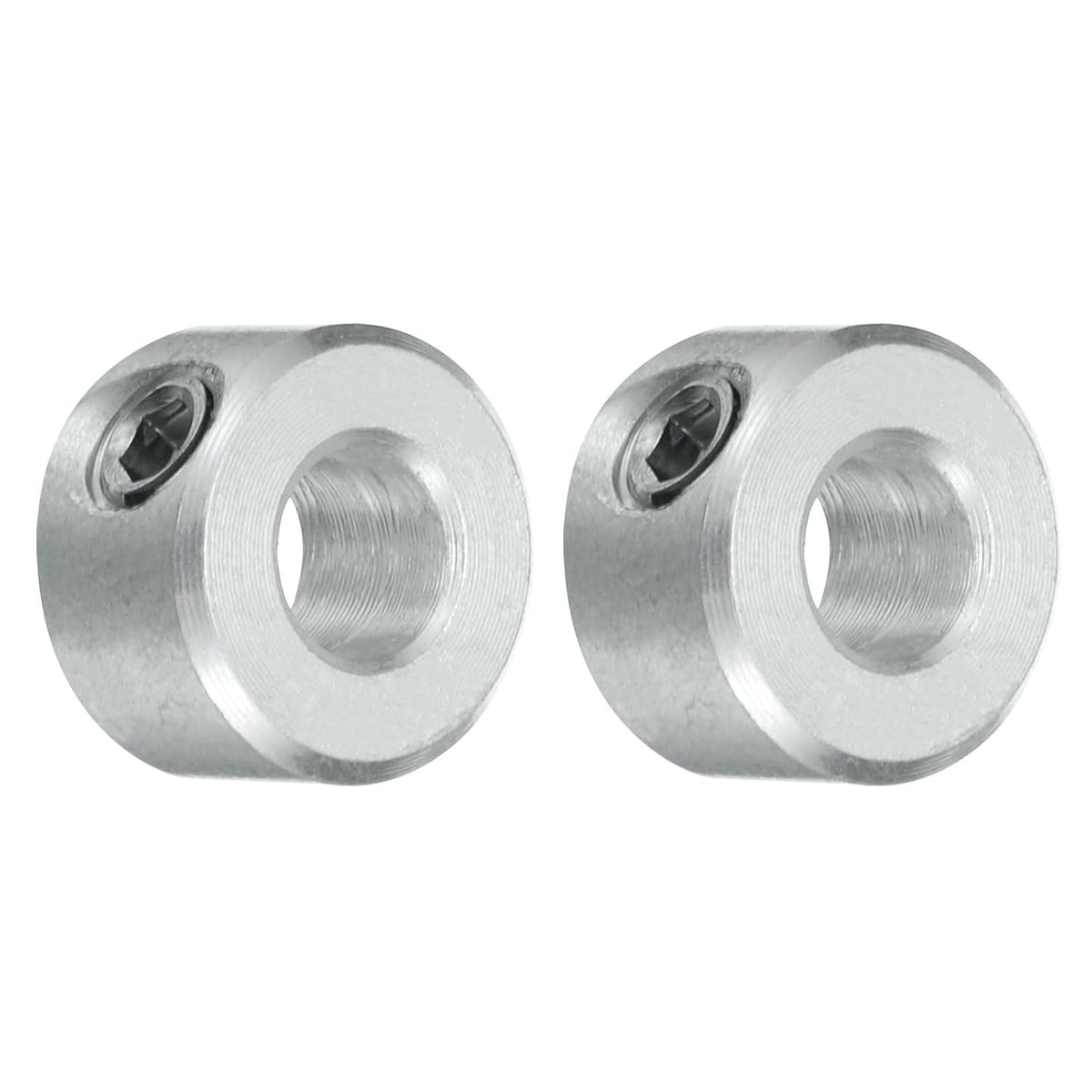 2pcs Set Screw Collars 3/16"" Bore, Aluminum Shaft Collars, 7/16"" OD and 1/4"" Thickness, Set Screw Clamp Collar, Stop Collar for Linear Rod Shaft Guide, Silver Tone