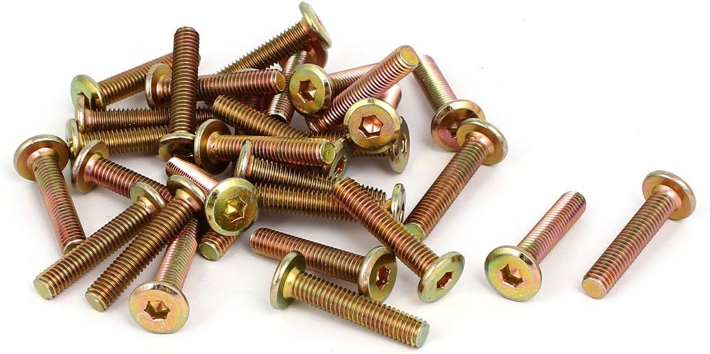 M6x30mm Flat Hex Socket Head Hexagon Furniture Bolts Connector Fastener 30pcs