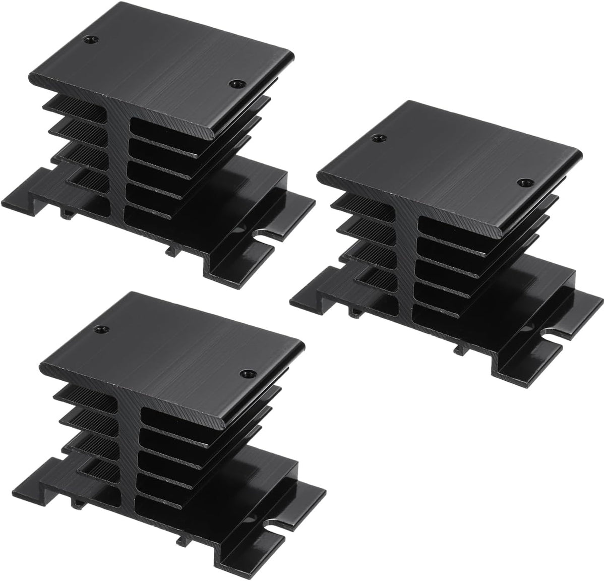 Aluminum Heat Sink 10A-40A Black SSR Dissipation Relay Heat Sink for Single Phase Solid State Relay, 3 Pcs
