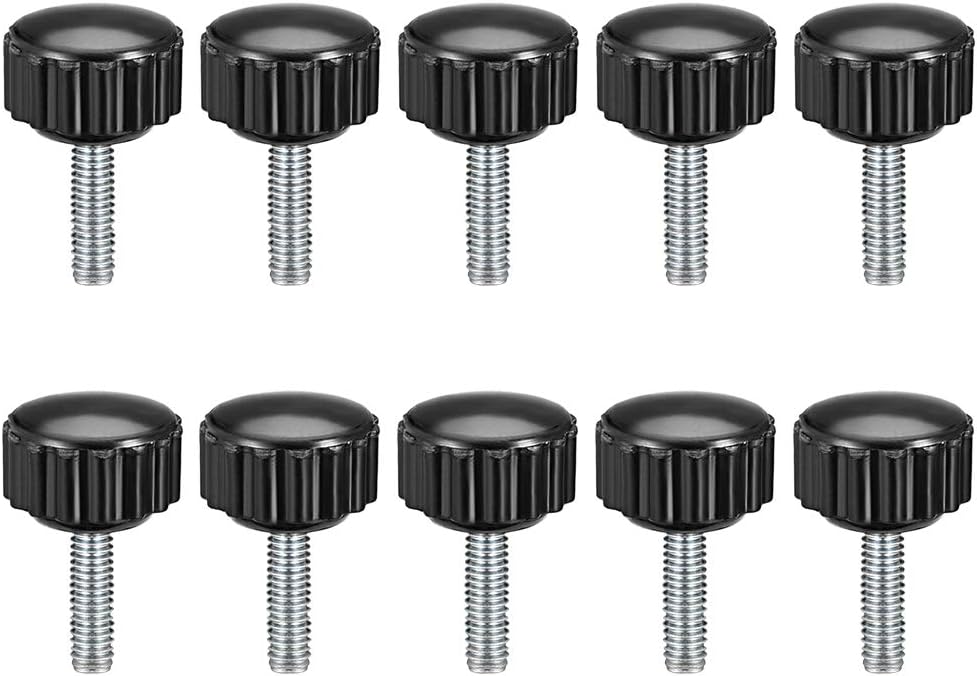 M4 x 16mm Metric Male Thread Knurled Clamping Knobs Grip Thumb Screw on Type Hand Clamping Handle Bolt with Plastic Knobs Black 10 Pcs