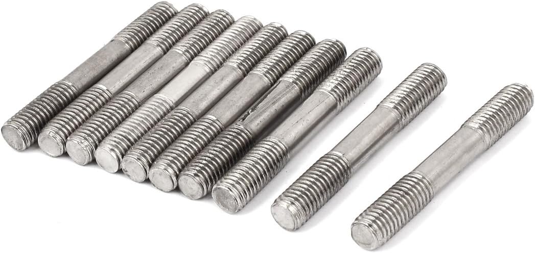 M10x70mm Double End Thread 304 Stainless Steel Tight Adjustable Push Rod Stud 10pcs