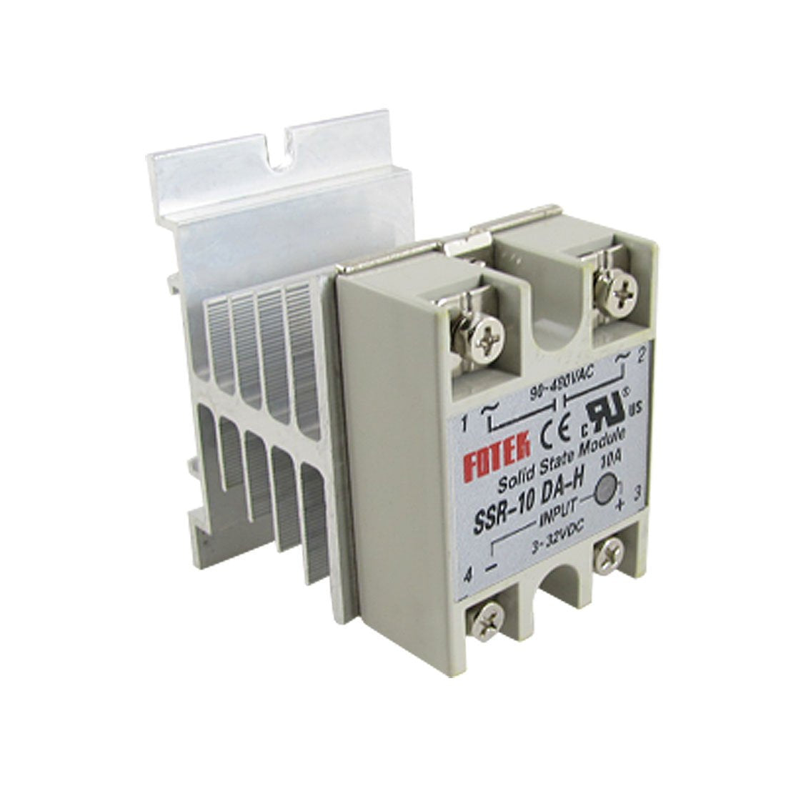 DC 3-32V 90-480V AC 10A SSR Solid State Relay SSR-10DA-H W Heat Sink