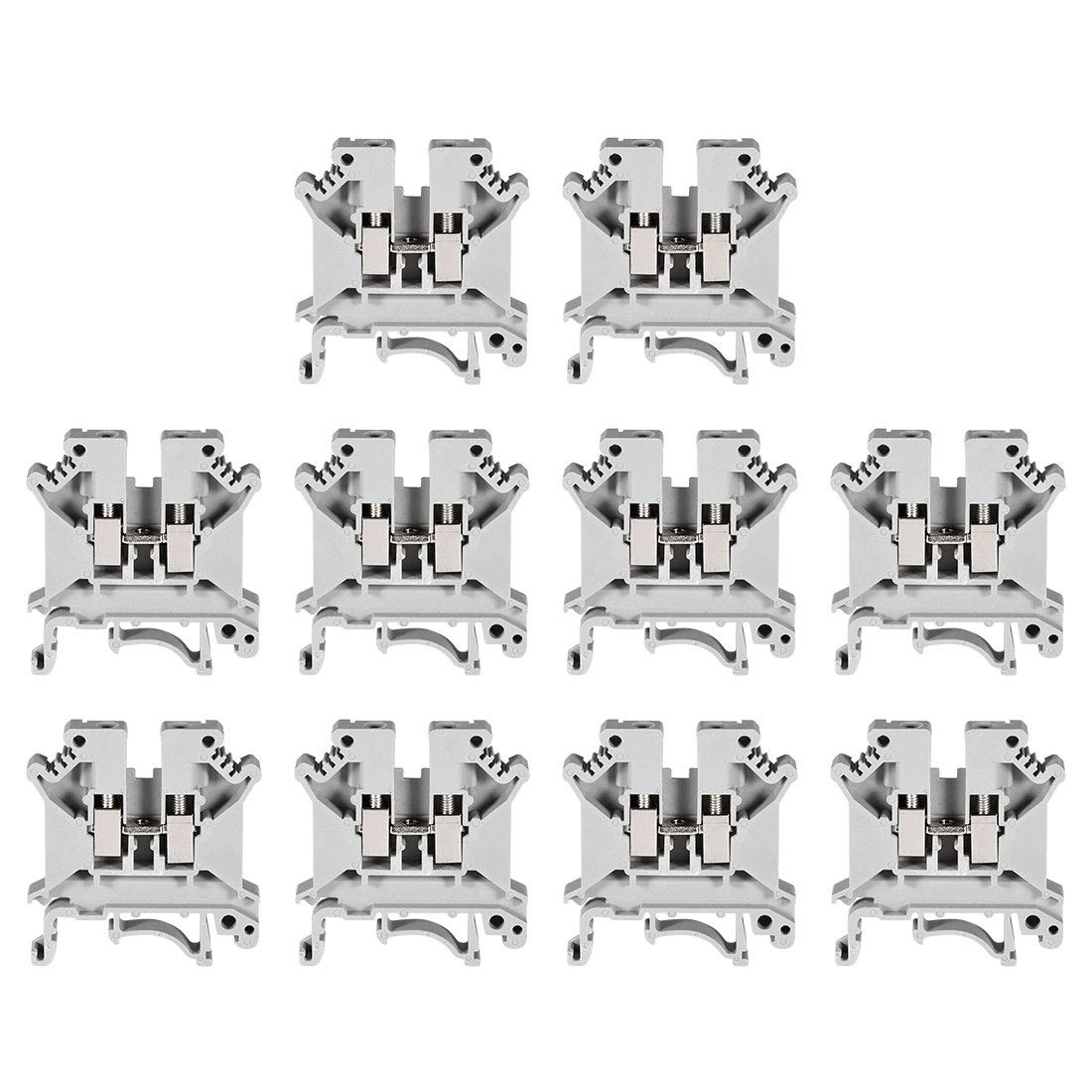 DIN Rail Terminal Block UK5N 800V 41A Screw Type Connector 0.2-4mm2 Grey 10 Pcs