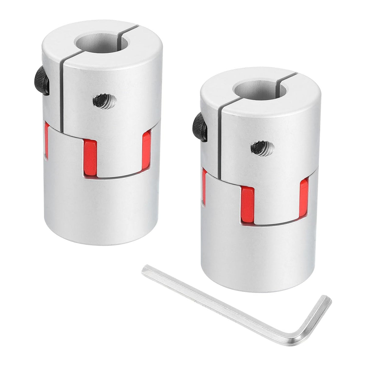 2pcs D40 L66 16mm to 16mm Flexible Plum Shaft Coupling Aluminum Motor Connector Flexible Spider Coupler for 3D Printer CNC Machine and Servo Stepper Motor (Silver Tone/Red)