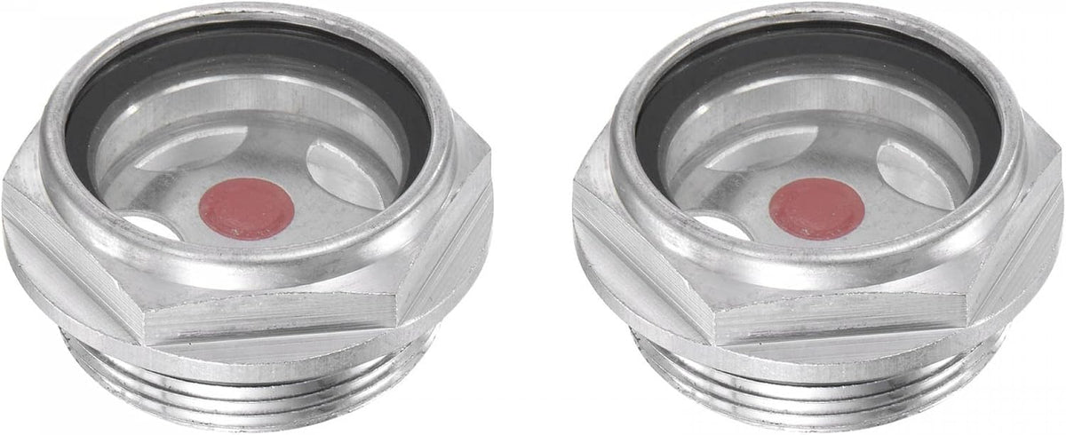 Air Compressor Oil Level Gauge Sight Glass M33x1.5mm Male Threaded Aluminum Liquid Indicator Sight Window 2Pcs