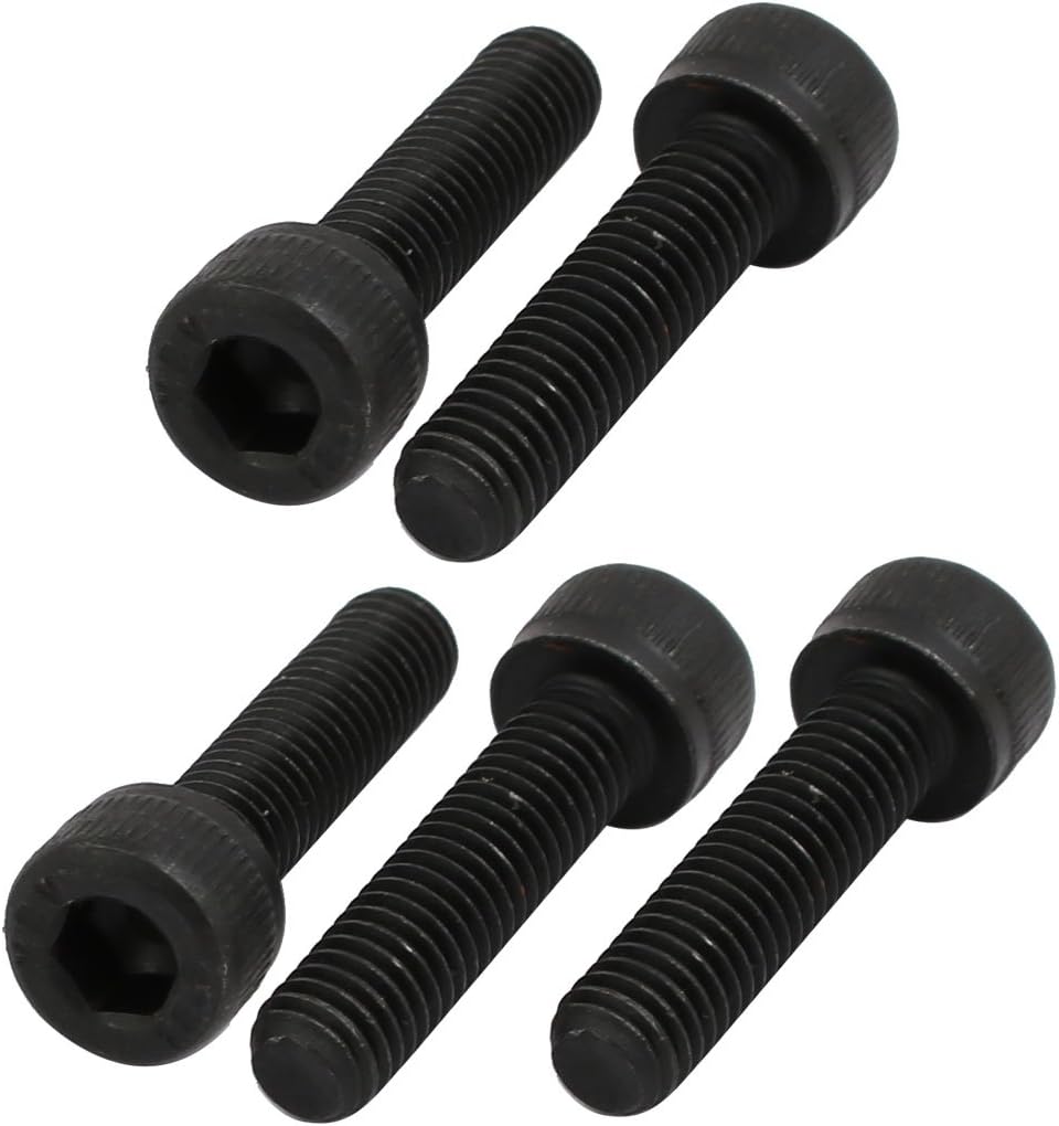 5pcs M6x20mm 12.9 Grade Hex Socket Cap Left Hand Thread Screw Bolt Black