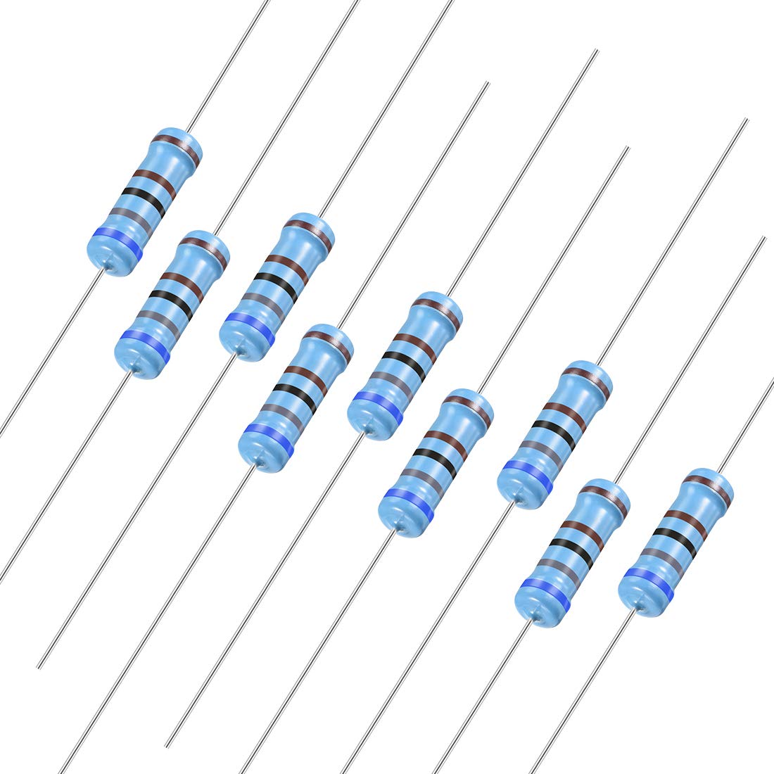 30Pcs 6.8K Ohm Resistor, 2W 1% Tolerance Metal Film Resistors, Lead, 5 Bands for DIY Electronic Projects and Experiments