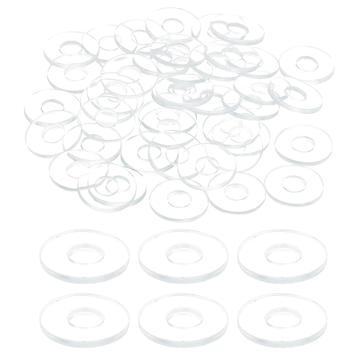 150 Pcs M4 PVC Flat Washers Clear Plain Washer 4mm ID 10mm OD 1mm Thick Round Flat Spacers for Screws Bolts Glass Shower Door Handle Bathroom