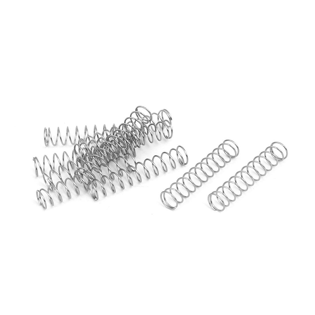 Compression Spring,304 Stainless Steel,5mm OD,0.4mm Wire Size,20mm Free Length,Silver Tone,10Pcs