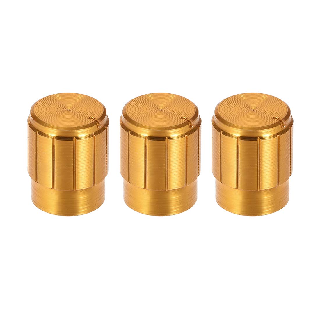 3pcs Potentiometer Knob Cover Cap Gold Tone Aluminum 6mm Shaft Dia. Rotary Knob 13mm Dia. X 17mm Height Volume Control Knob