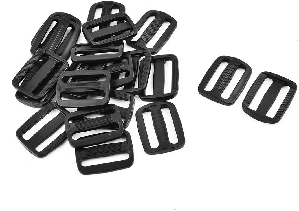 LinkMejor Plastic Adjustable Backpack Bag Belt Glide Buckle 38mm Strap Width 20 Pcs