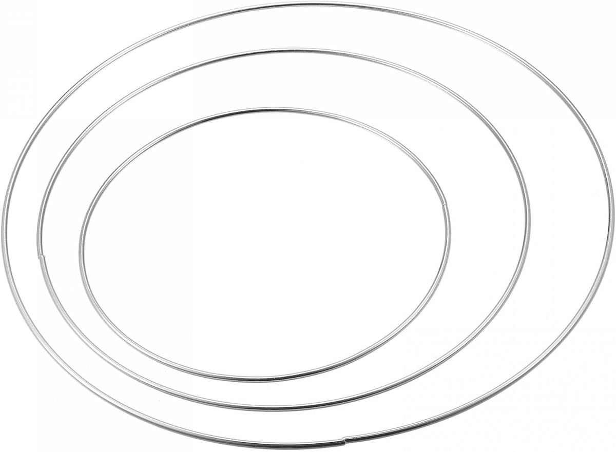 Metal O Rings 150mm 200mm 250mm Non-Welded Hoops Silver Tone 6pcs