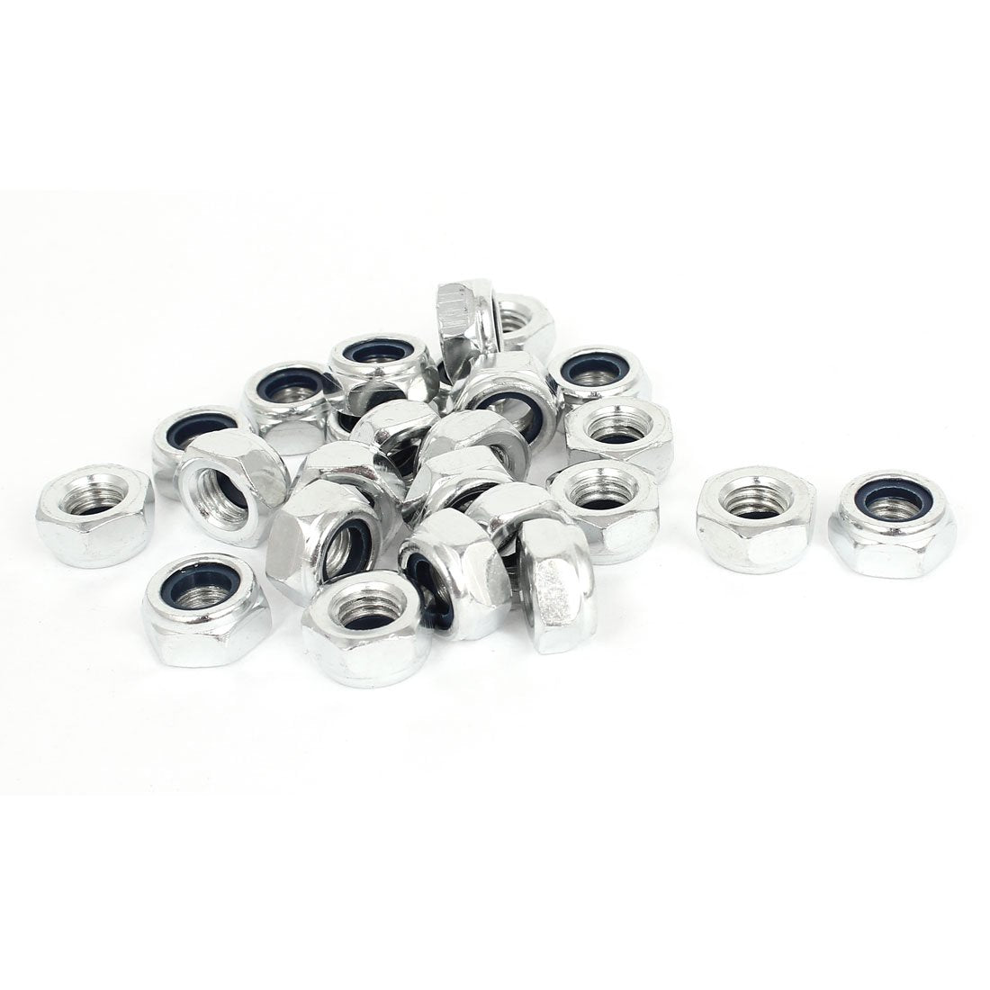 M10 x 1.5mm Zinc Plated Self-Locking Nylon Insert Hex Lock Nuts 25pcs