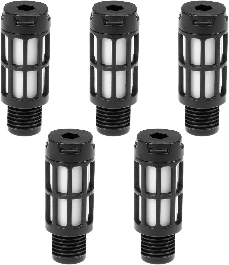 Plastic Pneumatic Muffler Exhaust Air Line Silencer Smaller 1/4 PT Black, 5pcs