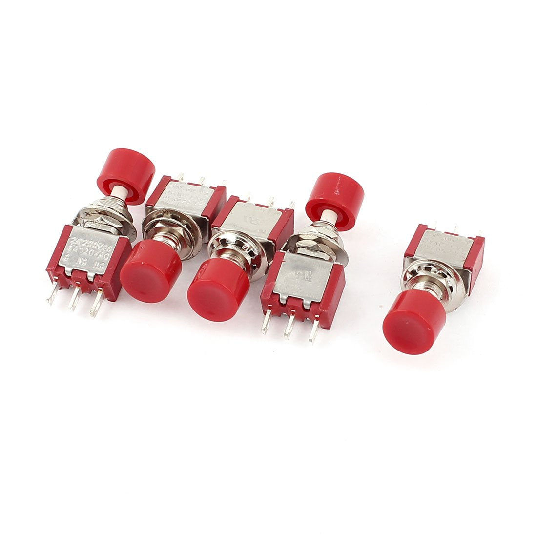 AC 250V/2A 120V/5A 3 Terminals Spdt Momentary Tactile Tact Pushbutton Switch 5Pcs