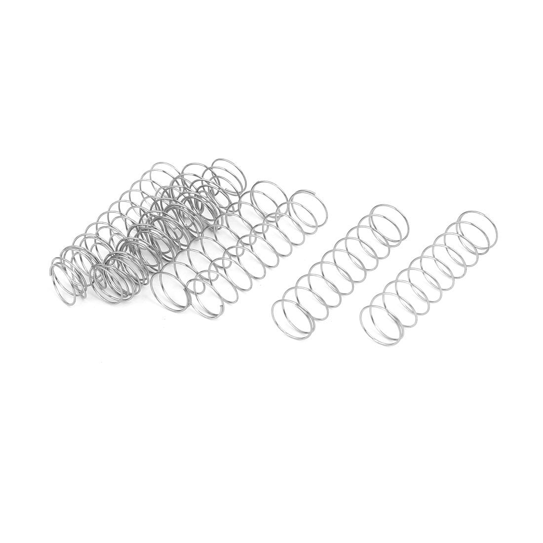 Compression Spring,304 Stainless Steel,10mm OD,0.5mm Wire Size,40mm Free Length,Silver Tone,10Pcs