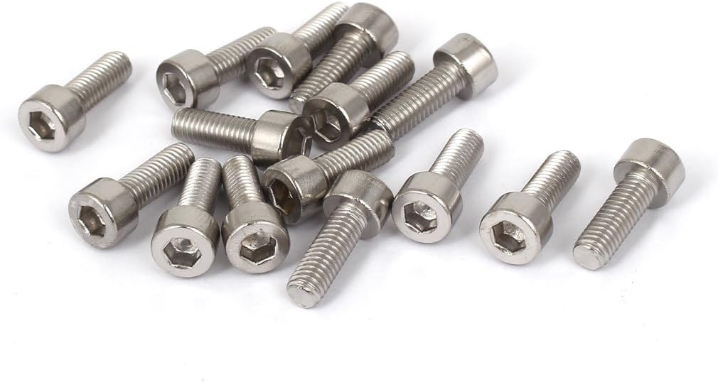 M5x14mm 316 Stainless Steel Metric Fully Thread Hex Socket Cap Screws 15 Pcs