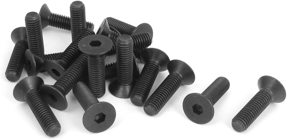 M8 x 30mm Metric Hex Socket Countersunk Head Screw Bolts Black 20PCS