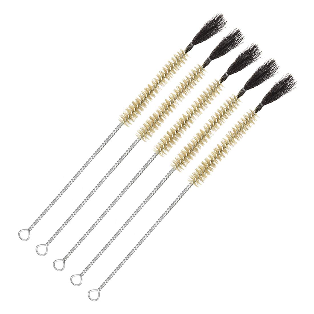 Test Tube Brush 15mm Dia Twist Handle Bristle Wash Tubing Cleaning Brushes 5pcs