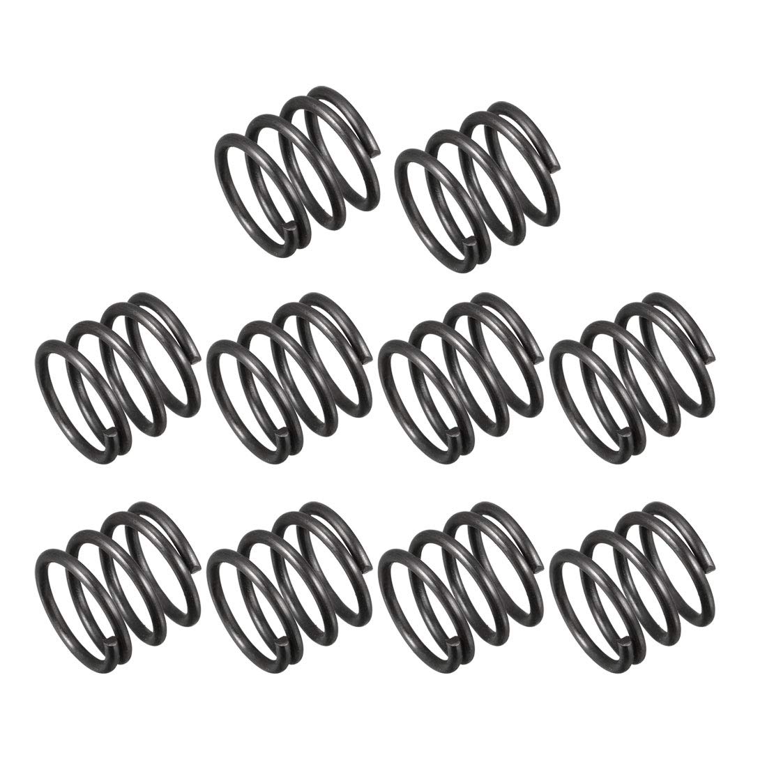 Compression Spring - 1.2mm Wire Dia, 12mm OD, 10mm Free Length Spring Steel Extension Spring,Black,10Pcs
