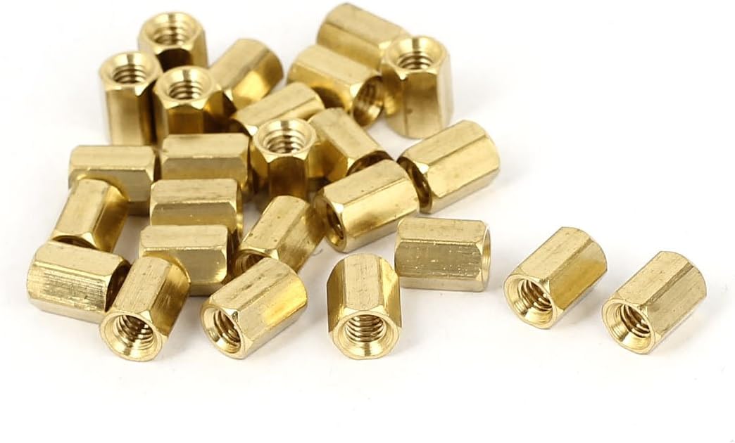 M4 x 8mm Female Threaded Brass Hex Standoff Pillar Spacer Nuts 25pcs
