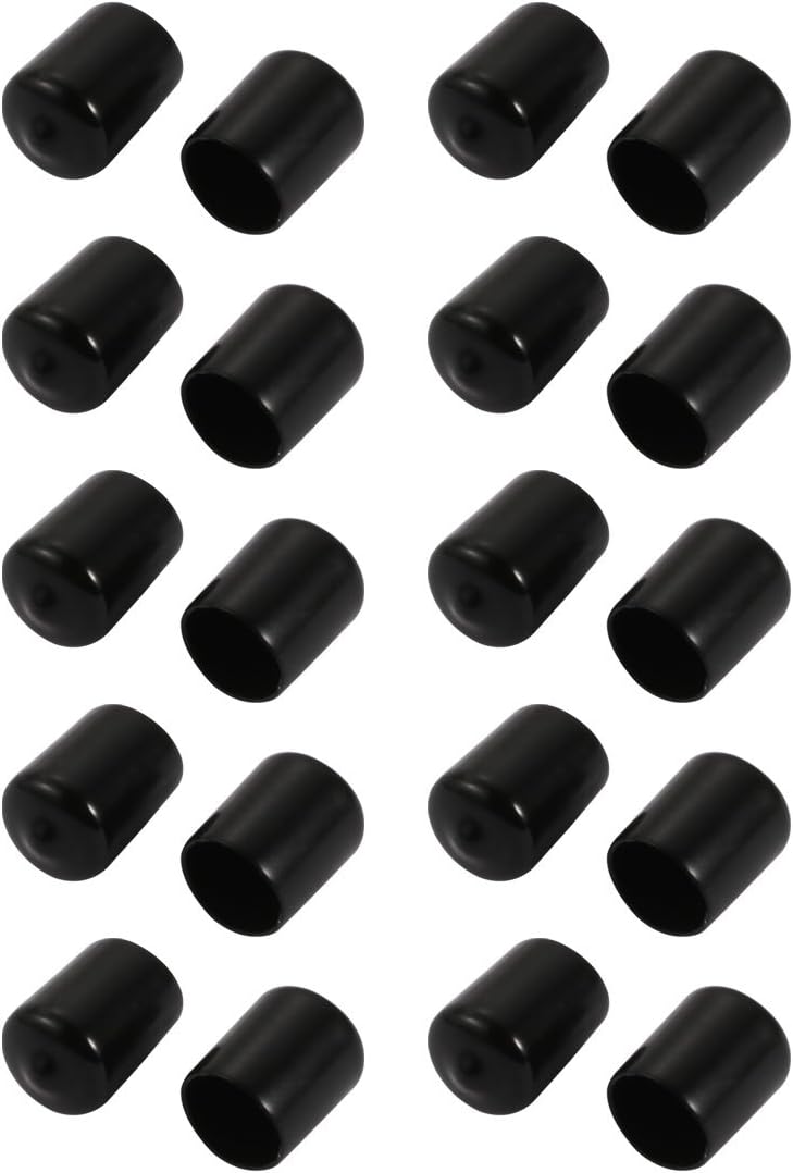 20Pcs 14mm Inner Dia PVC Flexible Vinyl End Cap Screw Protector Cover Black