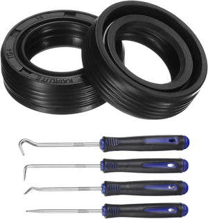 2Pcs Oil Seal, 14x22x7mm TC Nitrile Rubber Double Lip Cover with Hook Kit and Spring for Mechanical Automobile Bearing Shaft, Black