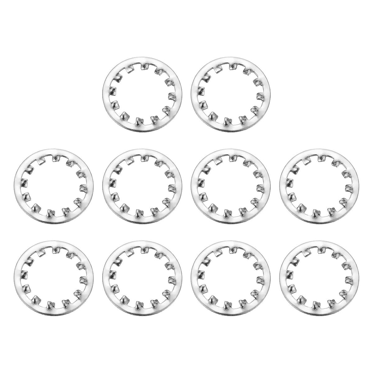 10Pcs 3/4 Internal Tooth Lock Washer, 304 Stainless Steel Multi-Tooth Star Washer Locking Fastener, Silver Tone