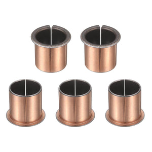 5Pcs Flanged Sleeve Bearings, 25mm Bore x 28mm OD x 30mm Length x 35mm, Sintered Bronze Wrapped Oilless Bushings