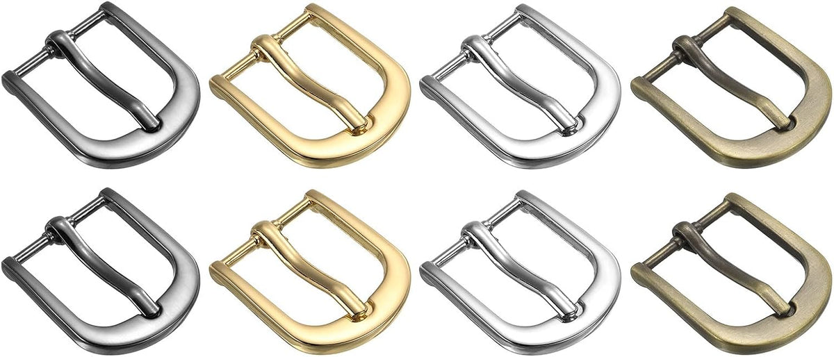 8Pcs Metal Roller Buckles, 20mm - 0.79" Rectangle Single Prong Belt Buckle Center Bar Replacement Buckles for Belt Leather Jeans Accessories (4Colors, 27mm)