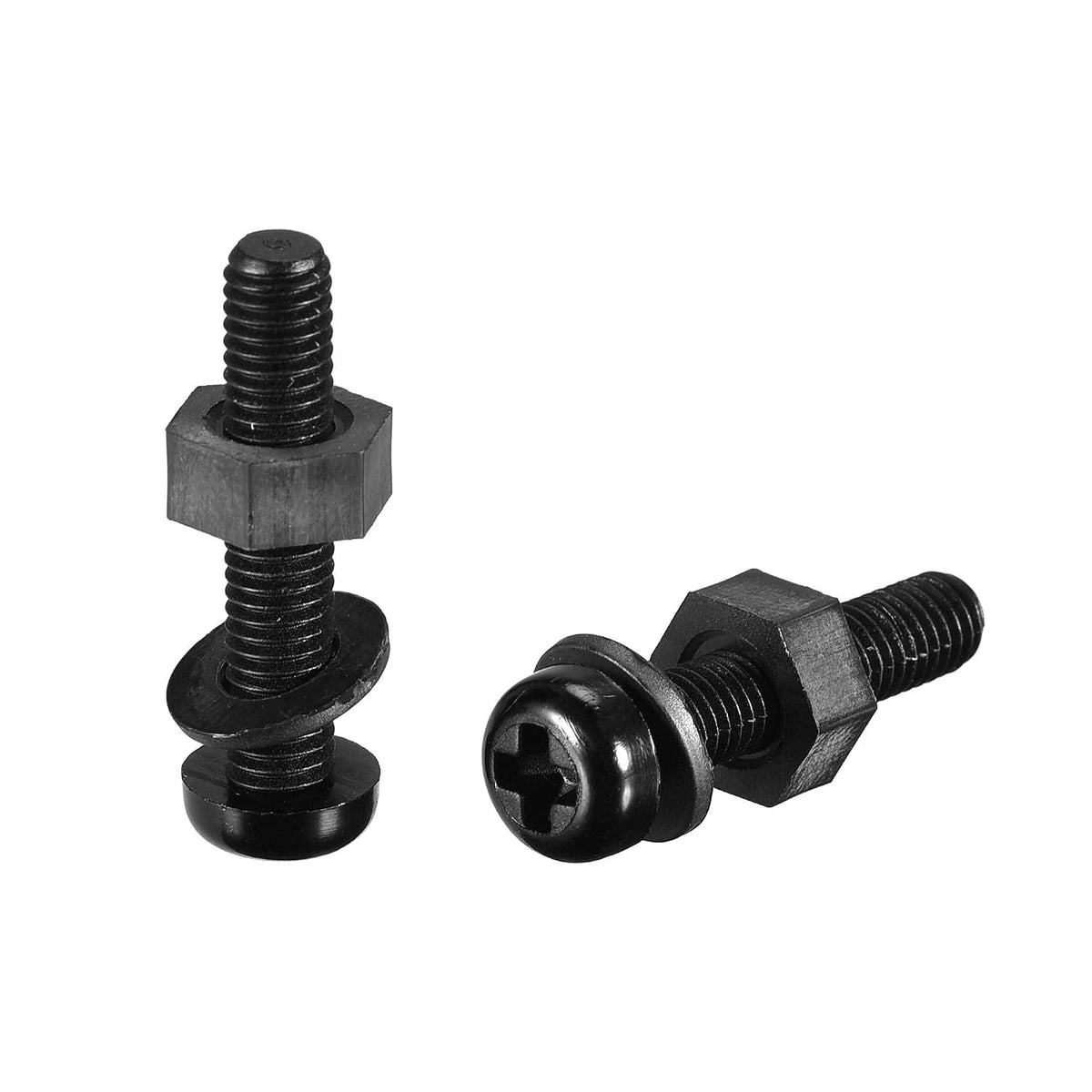 Nylon Screw Nut Washer Assortment Kit, M5x25mm Round Head Machine Screw Bolt Nuts Flat Washers Black 50 Set