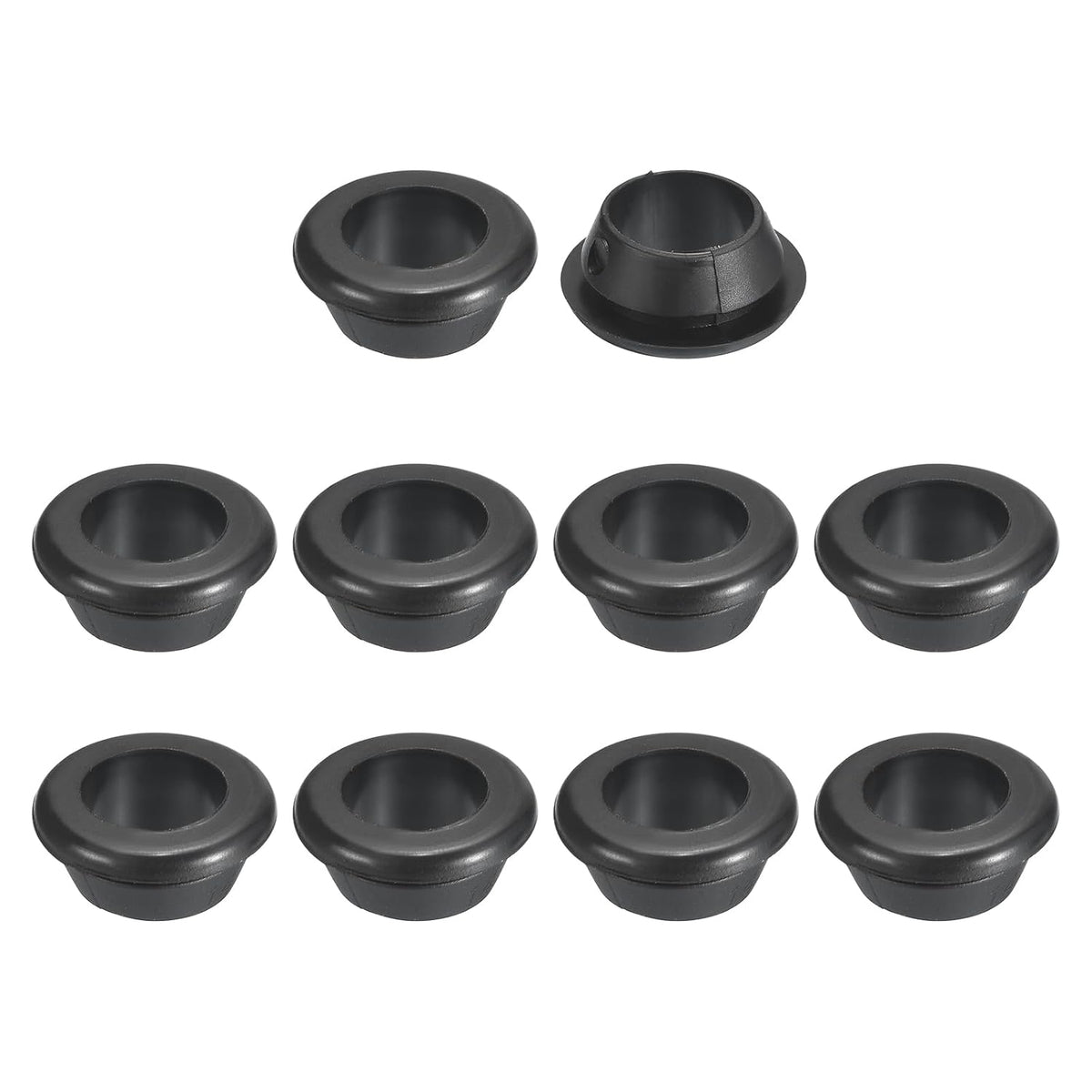 28 Pcs Rubber Grommets, 12mm ID 14mm Drill Hole Double Sided Hollow Firewall Hole Plugs Round Electrical Wiring Gasket, Black