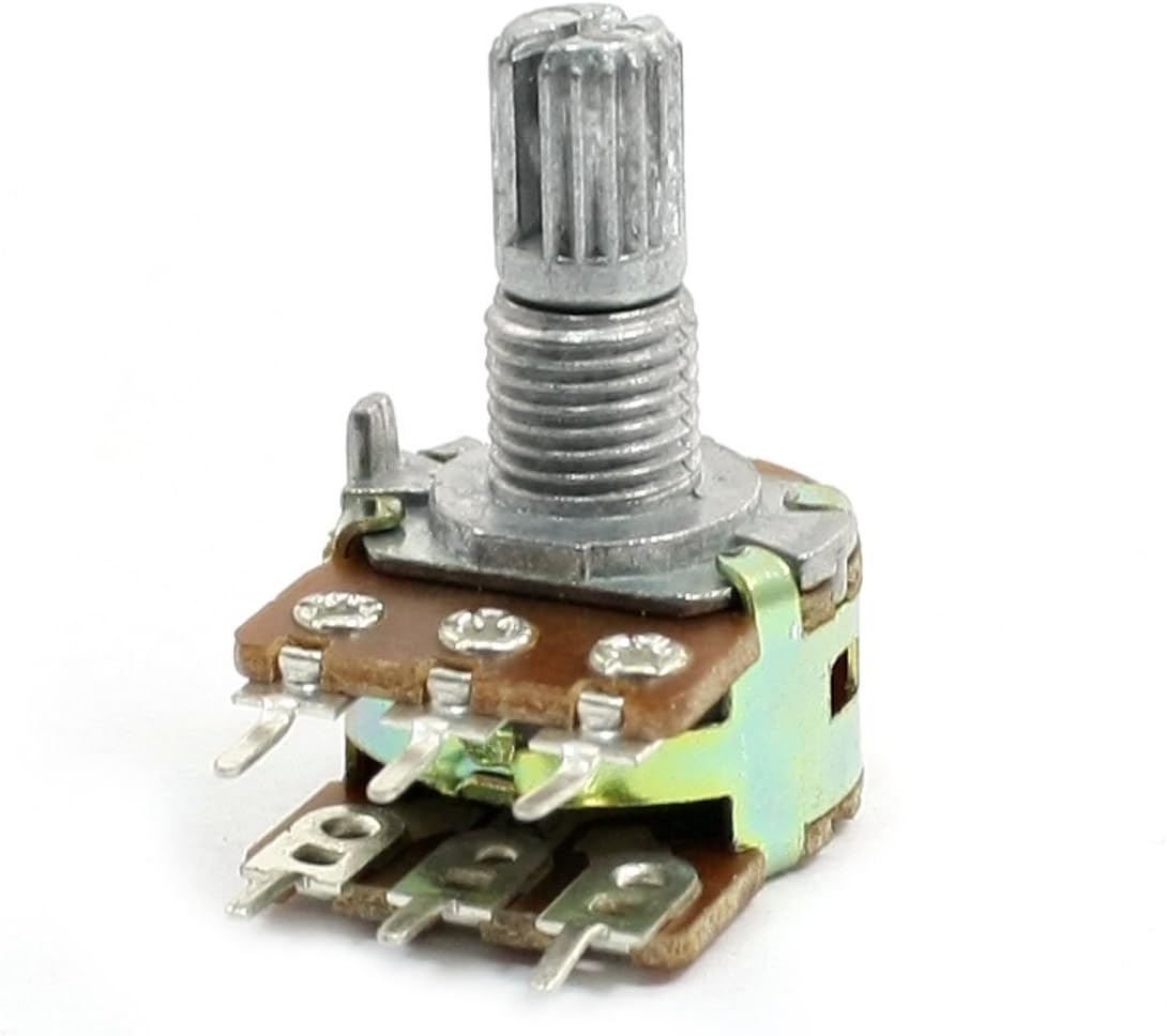 WH138 B10K 10Kohm 6 Terminals Dual Linear Variable Taper Potentiometer