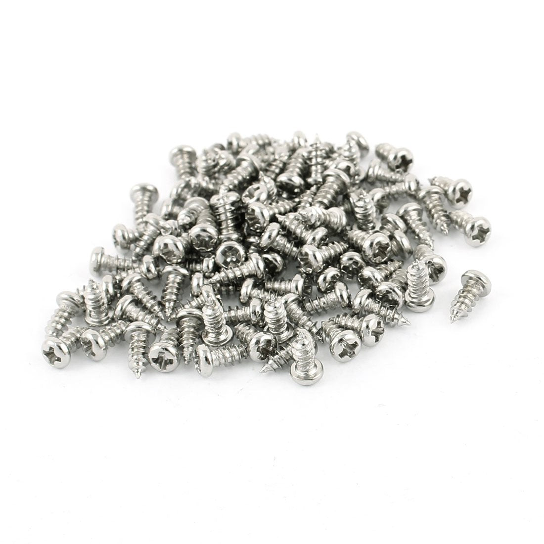 100 Pcs M2.5 x 6mm Stainless Steel Phillips Drive Self Tapping Screws Bolts