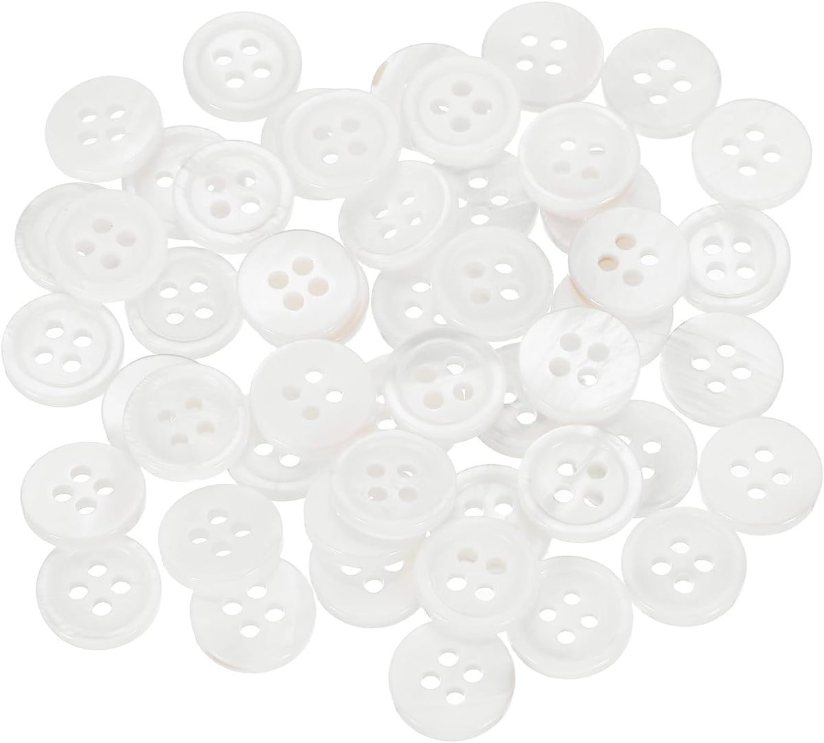 50pcs Natural Shell Buttons, 4 Hole Mother of Pearl Buttons 11.5mm Sewing Craft Button for Shirt Bag DIY Sewing Crafts Decoration, White