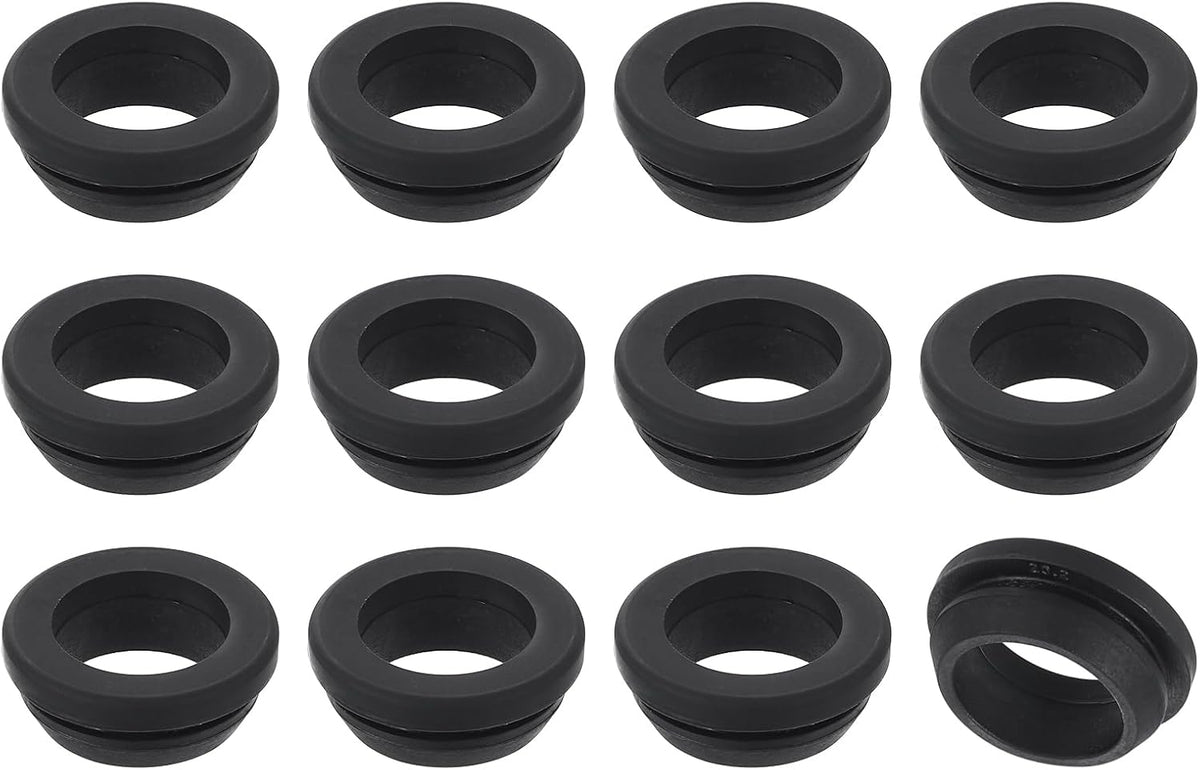 12Pcs Rubber Grommets, Mount Dia 19mm ID 15mm Snap Firewall Hole Plug, Anti-Scratch Hole Cover Plug for Electrical Box Cable Wiring, Black