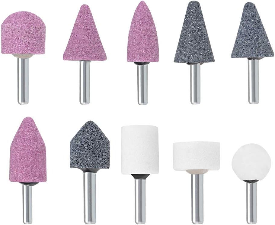 Abrasive Stone Points Set Grinding Wheel Polishing Head with 1/4-inch Shank 10 Pcs
