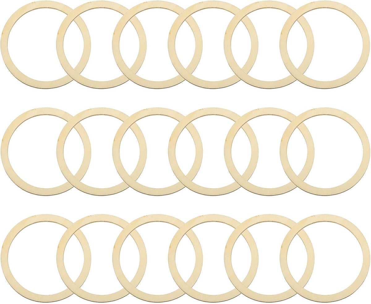 20Pcs 60mm(2.4-inch) Natural Wood Rings, Unfinished Wooden Pieces Circle Ornaments Wreath Frame Ring for Home Decor, DIY Crafting